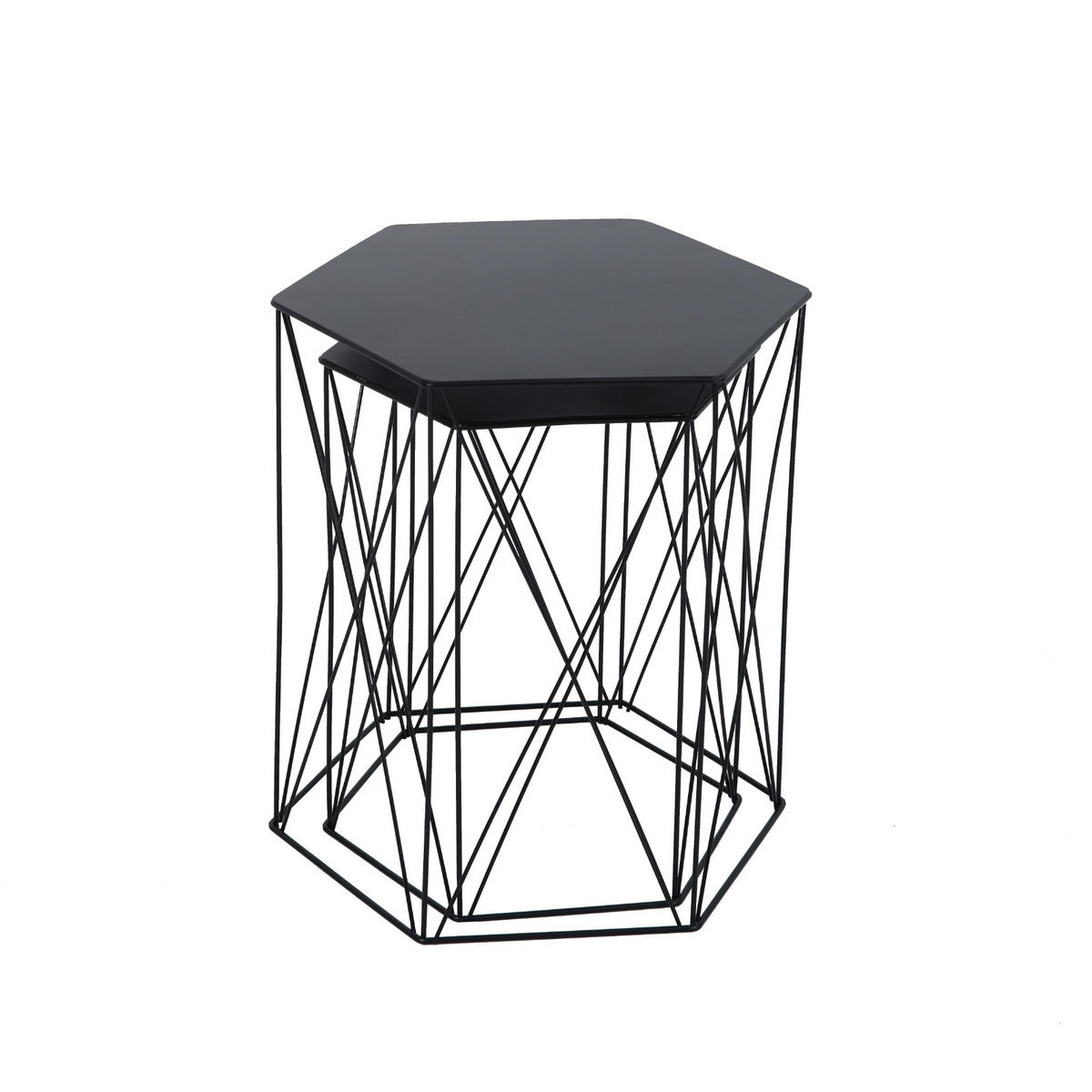 BEISTELLTISCH HARPA 2er Set Schwarz - Schwarz, Metall (37/42/46cm) - SVITA