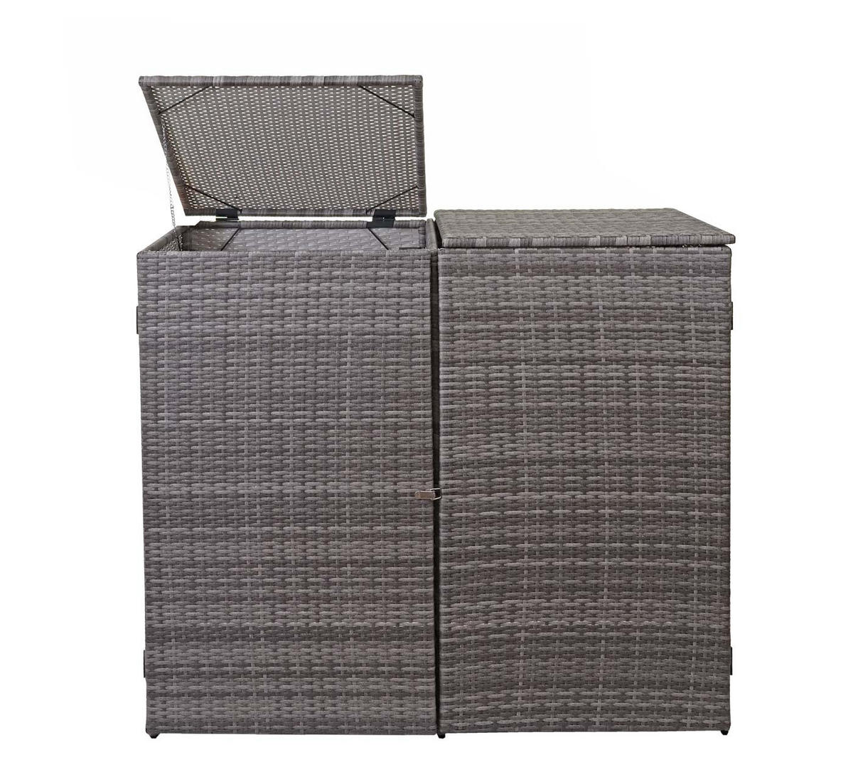 MÜLLTONNENBOX 2er HxBxT 176x130x131cm Poly-Rattan 2x120l Grau - Grau, Kunststoff (130/176/131cm) - PROREGAL