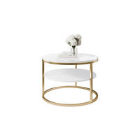 COUCHTISCH CIRI SLIM HOCHGLANZ Ø60/41 cm gebürstetes Gold / weißer Glanz - Goldfarben/Weiß, Holzwerkstoff/Metall (60/60/41cm) - Lookway