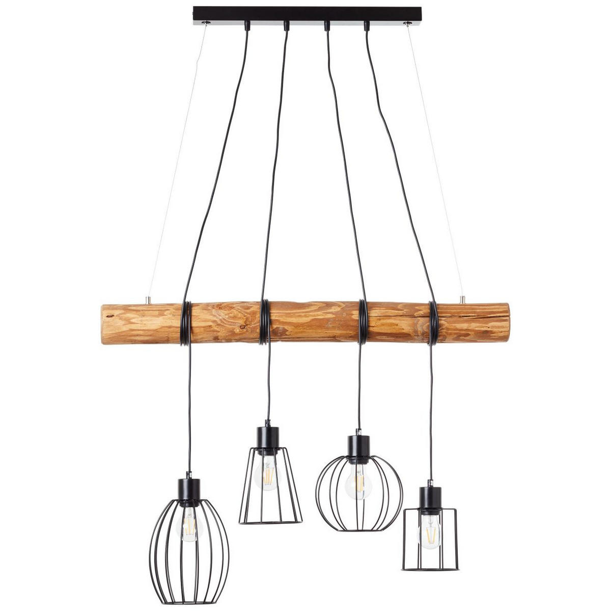 PENDELLEUCHTE Keyla 99549/76 - Schwarz, Holz (19.5/90/140cm) - Brilliant