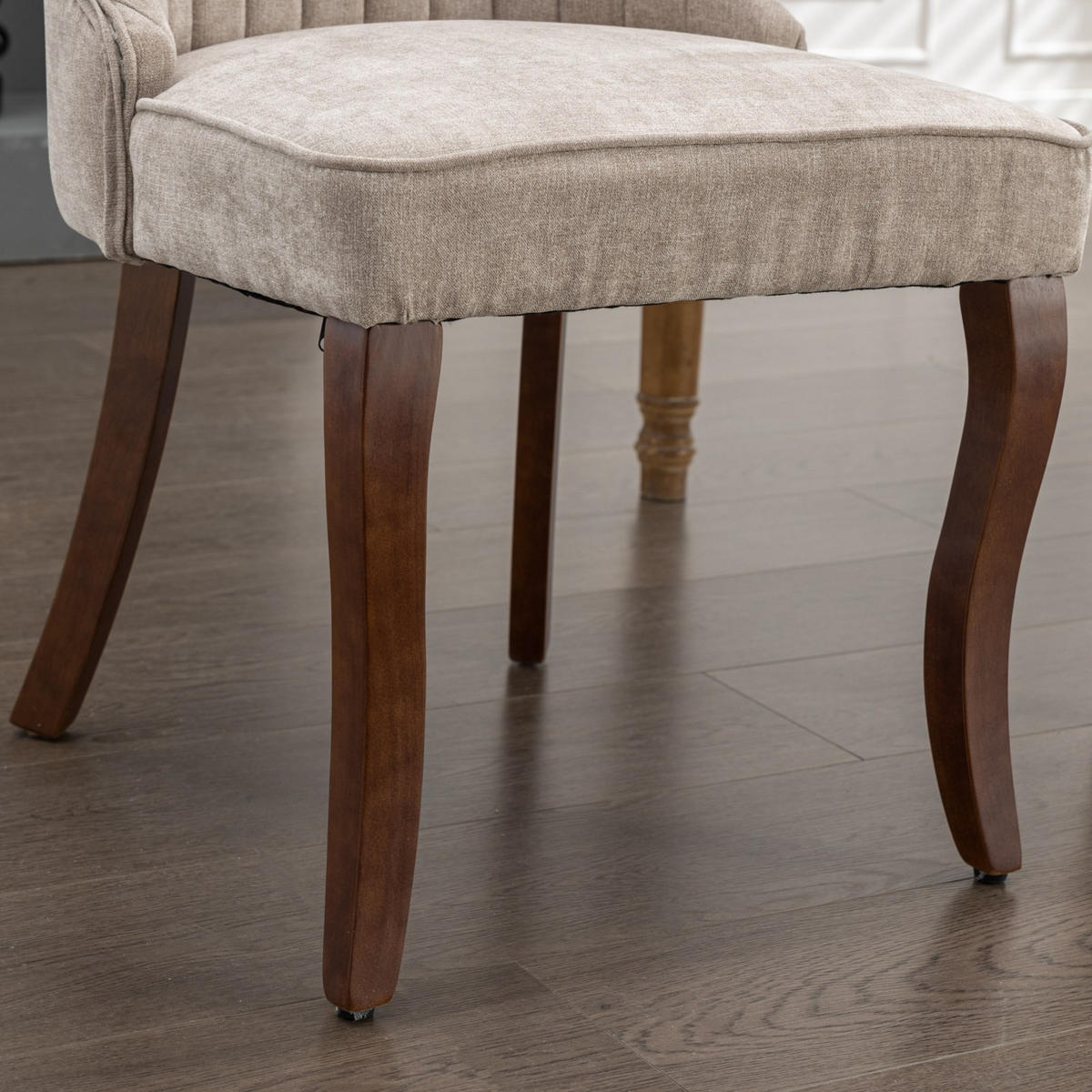 STUHL-SET DE-36306 2 Stück mit geschwungenen Holzbeinen Beige - Beige, Holz (50/95.5/64cm) - ComfortXL