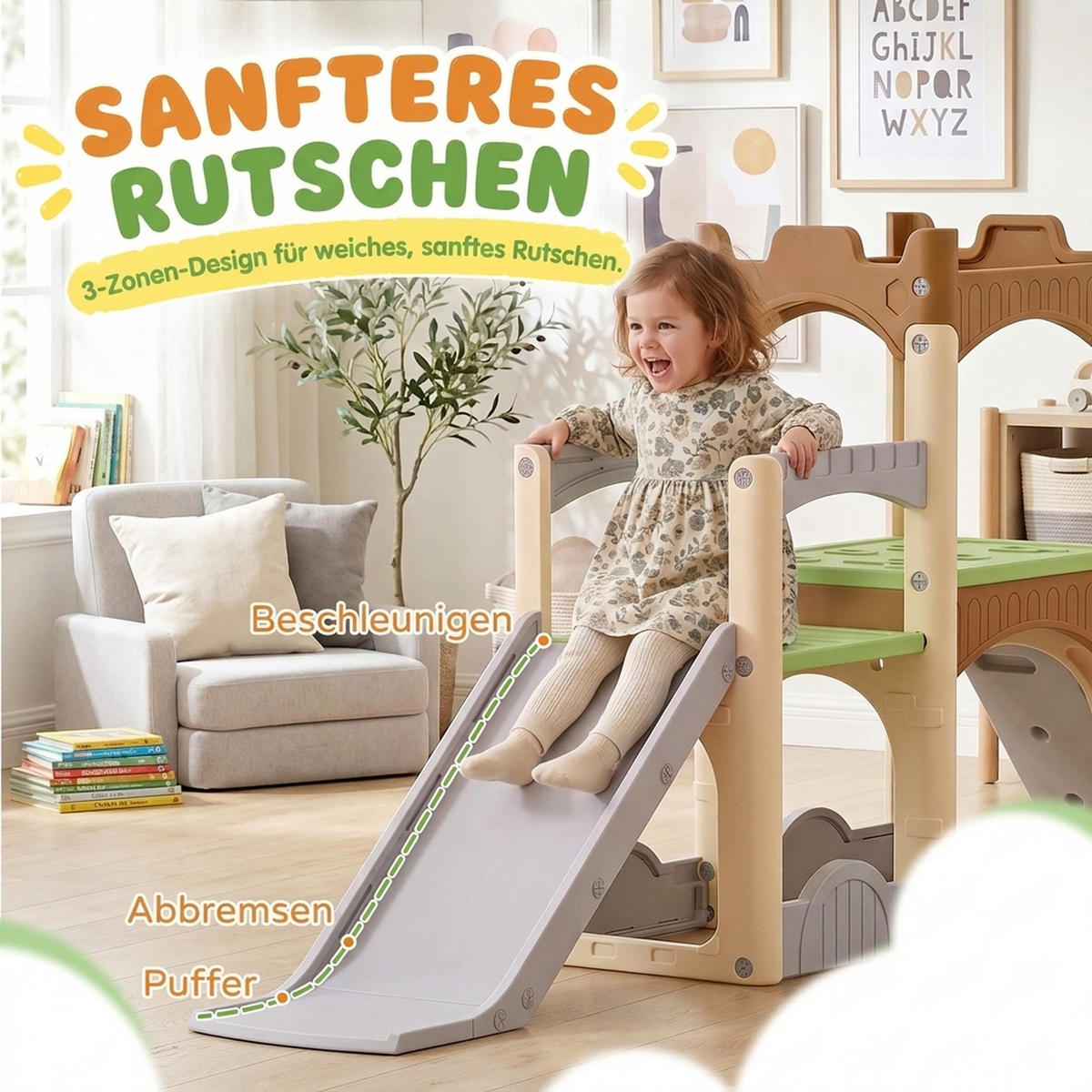 KINDERRUTSCHE HDPE Mehrfarbig - Multicolor, Kunststoff (53/120/248cm) - AIYAPLAY