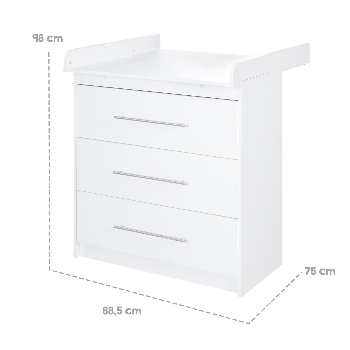 WICKELKOMMODE Maren - Weiß, Holzwerkstoff/Metall (88.5/98/75cm) - Roba