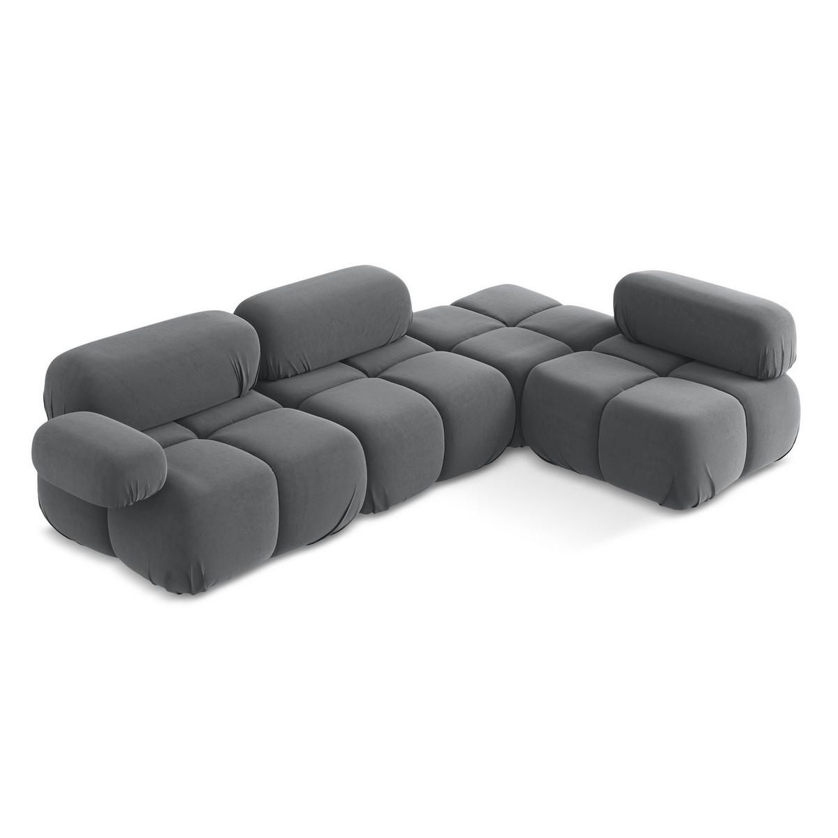 ECKSOFA Rechts Samt Stoff Grau - Dunkelgrau/Schwarz, Kunststoff/Textil (285/190cm) - LaMiaSofa