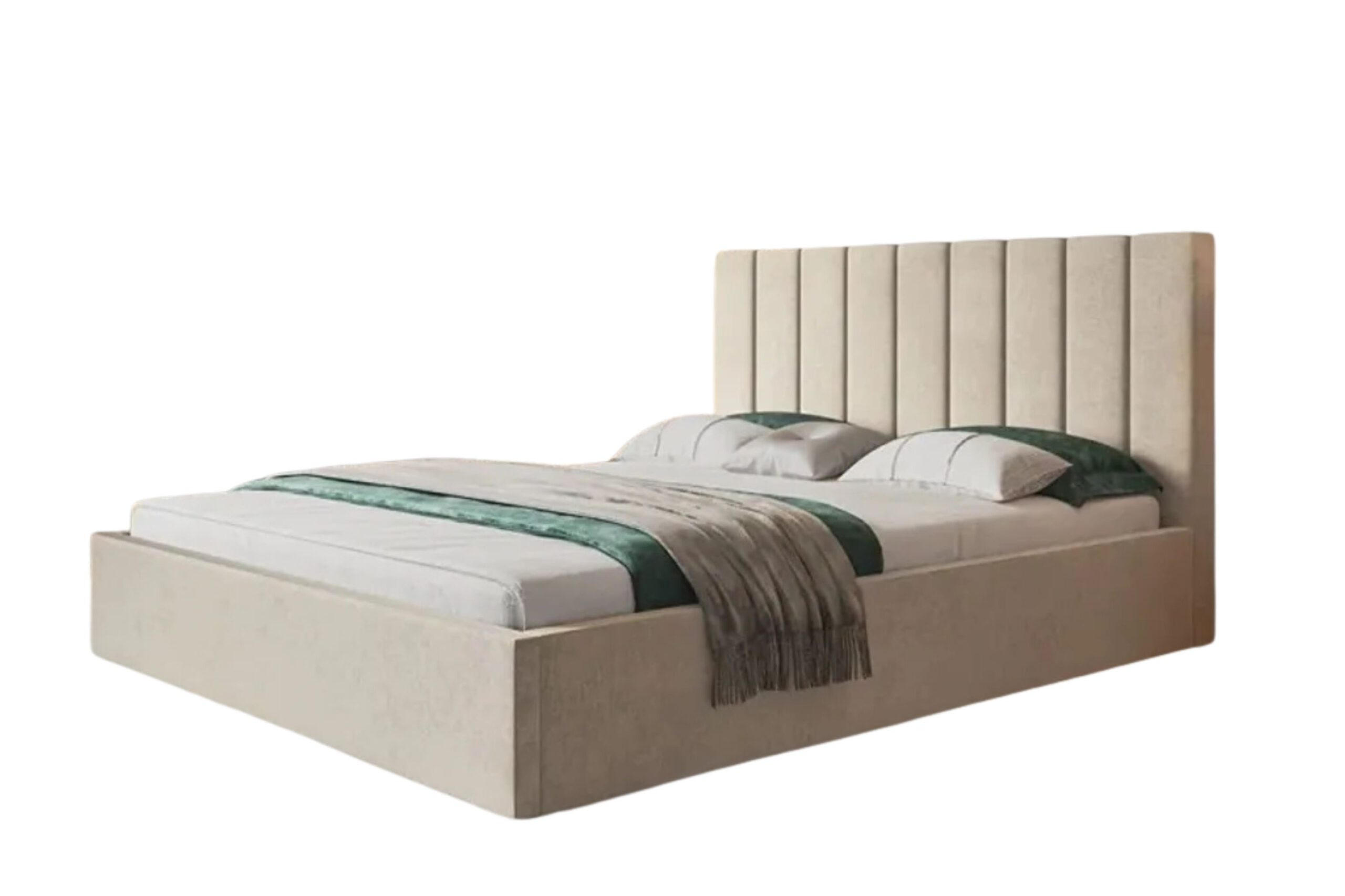 POLSTERBETT SIM 9 mit Kopfteil, 120 x 200 cm mit Bettkasten und Lattenrost aus Holz, Velourstoff, Farbe: Beige - Beige, Holz/Kunststoff (120/200cm) - Sepro Meble
