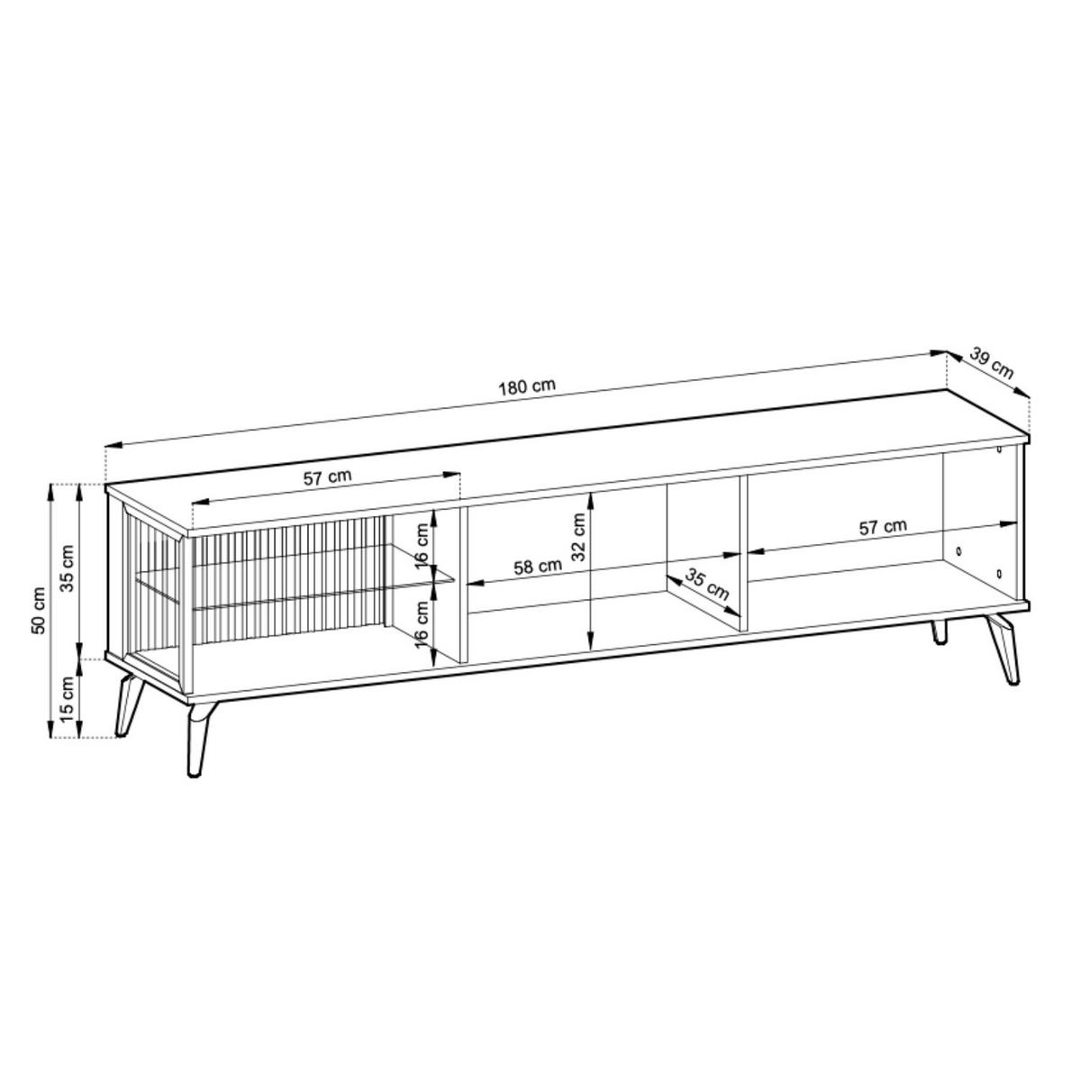 TV-SCHRANK: Kaschmir/Ermlandnussbaum, 180 x 50 x 39 cm - Kaschmir, Holzwerkstoff (180/50/39cm) - 3XE LIVING