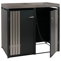 MÜLLTONNENBOX 2er mit Pflanzkasten HxBxT 125x132x84cm Anthrazit Edelstahl - Anthrazit, Metall (132/125/84cm) - PROREGAL