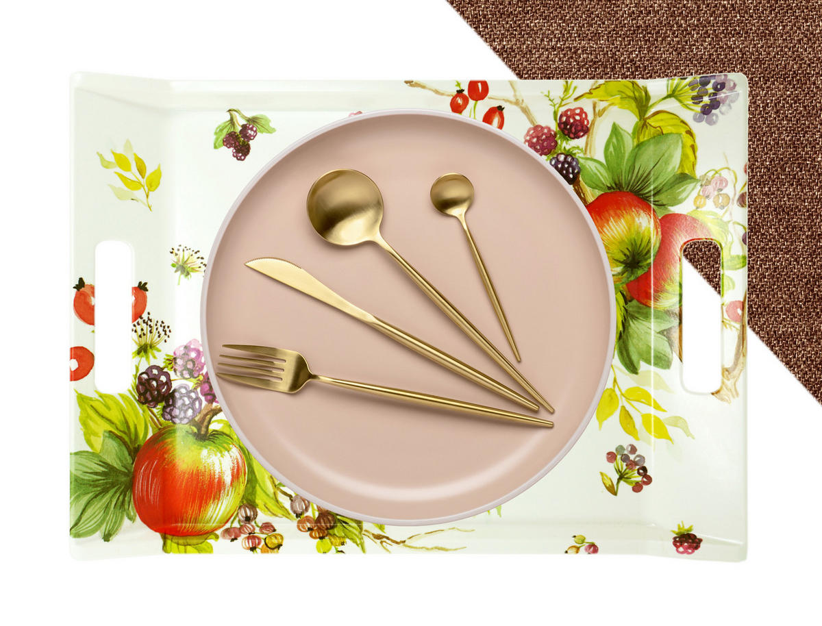 TABLETT Brombeeren, rechteckige Serviertablett mit Griff 38x27 cm - Brombeere, Kunststoff (27/3/38cm) - Lashuma