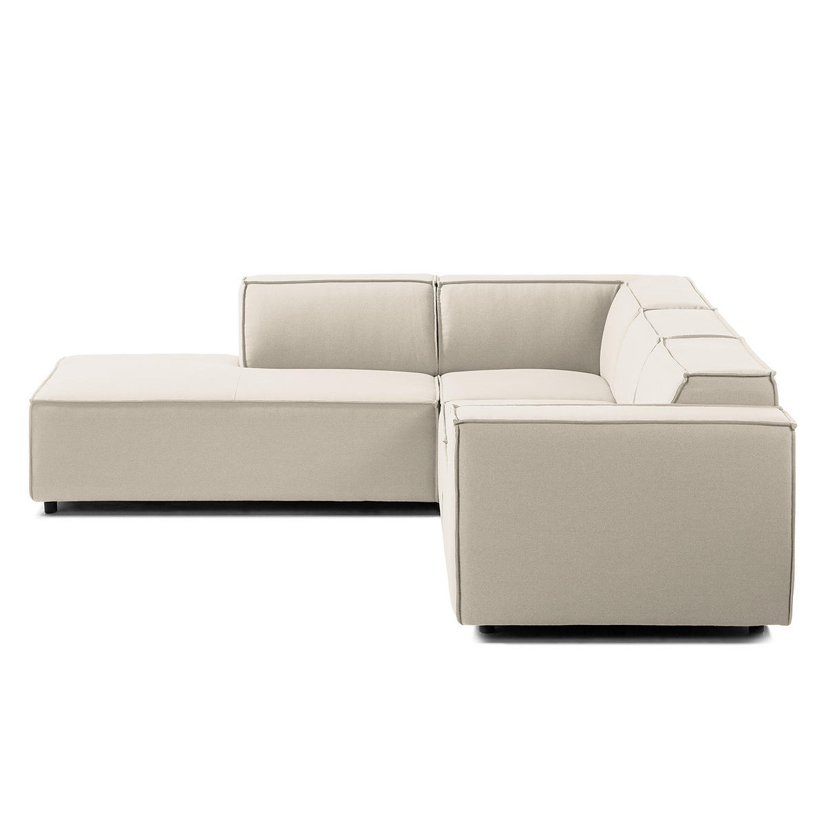 ECKSOFA mit Ottomane - Schwarz/Weiß, Kunststoff/Textil (260/234cm) - home24