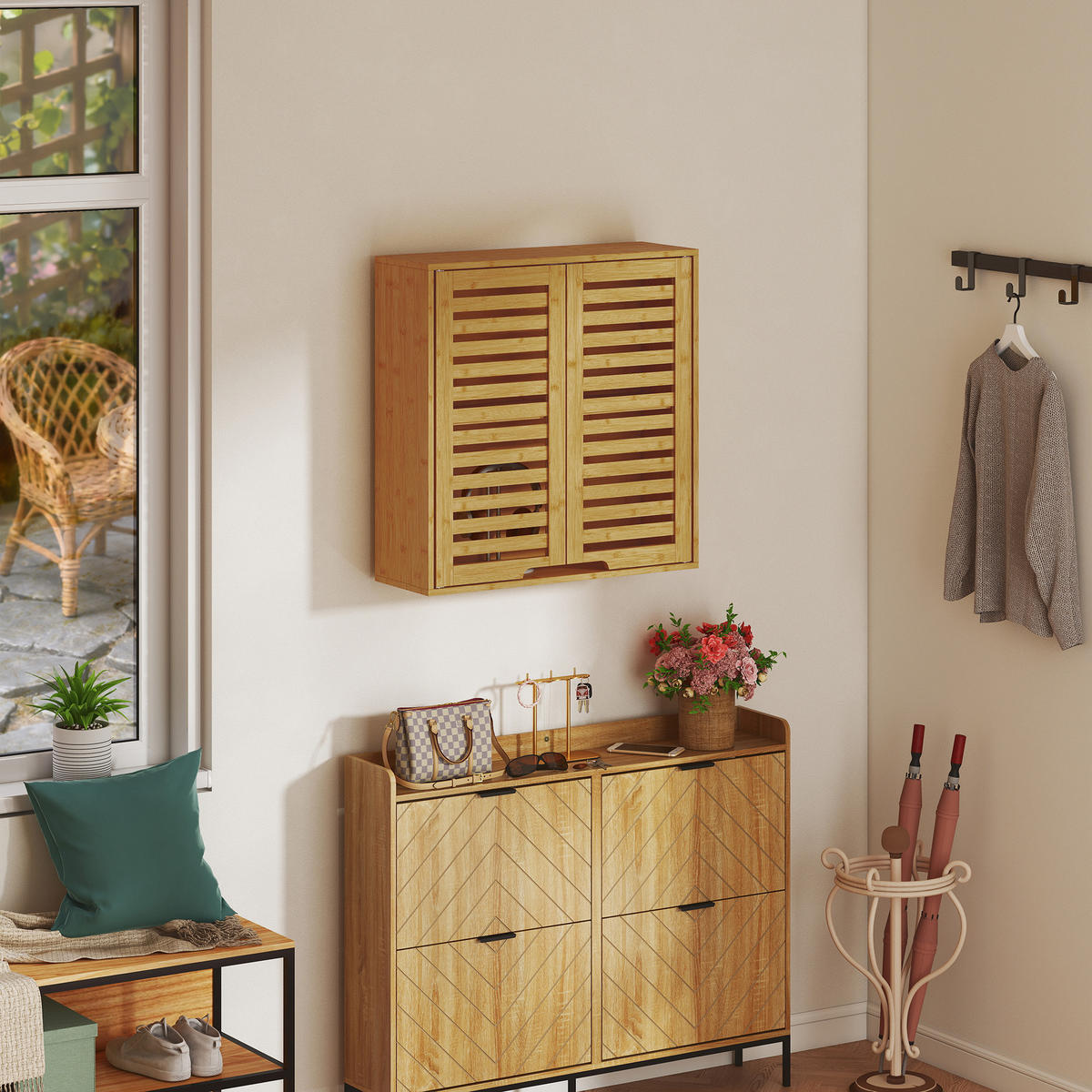 HÄNGESCHRANK DE-09642 Naturholz - Naturfarben, Naturmaterialien (20/60/60cm) - ComfortXL
