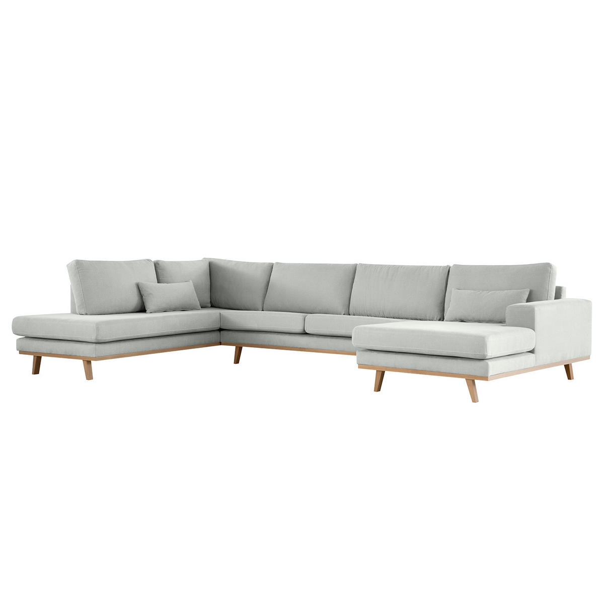 WOHNLANDSCHAFT mit Longchair - Buchefarben/Grau, Textil (371/81/219cm) - home24