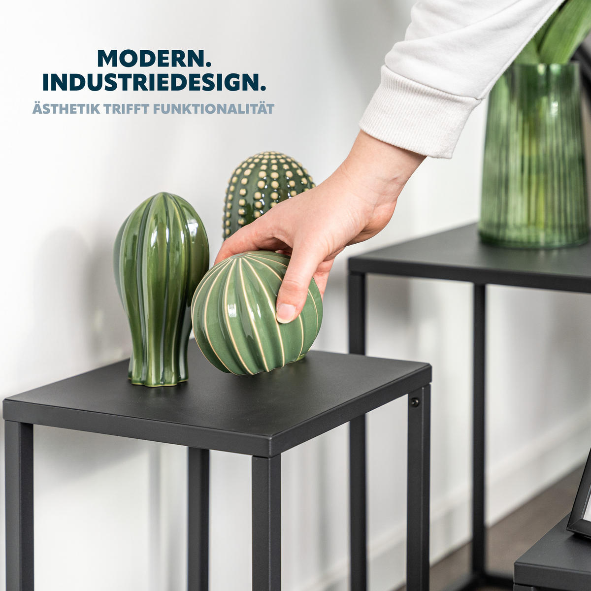 BLUMENHOCKER 4er Set, schwarz, Metall - Schwarz, Metall (30/30/45cm) - bremermann