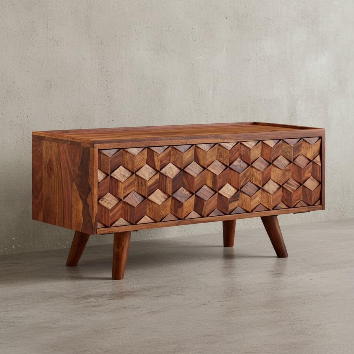 LOWBOARD Massivholz Landhausstil Modell Oasis für Fernseher bis 50 Zoll mit Kabeldurchlass - Braun, Holz (92/44/35cm) - KADIMA DESIGN