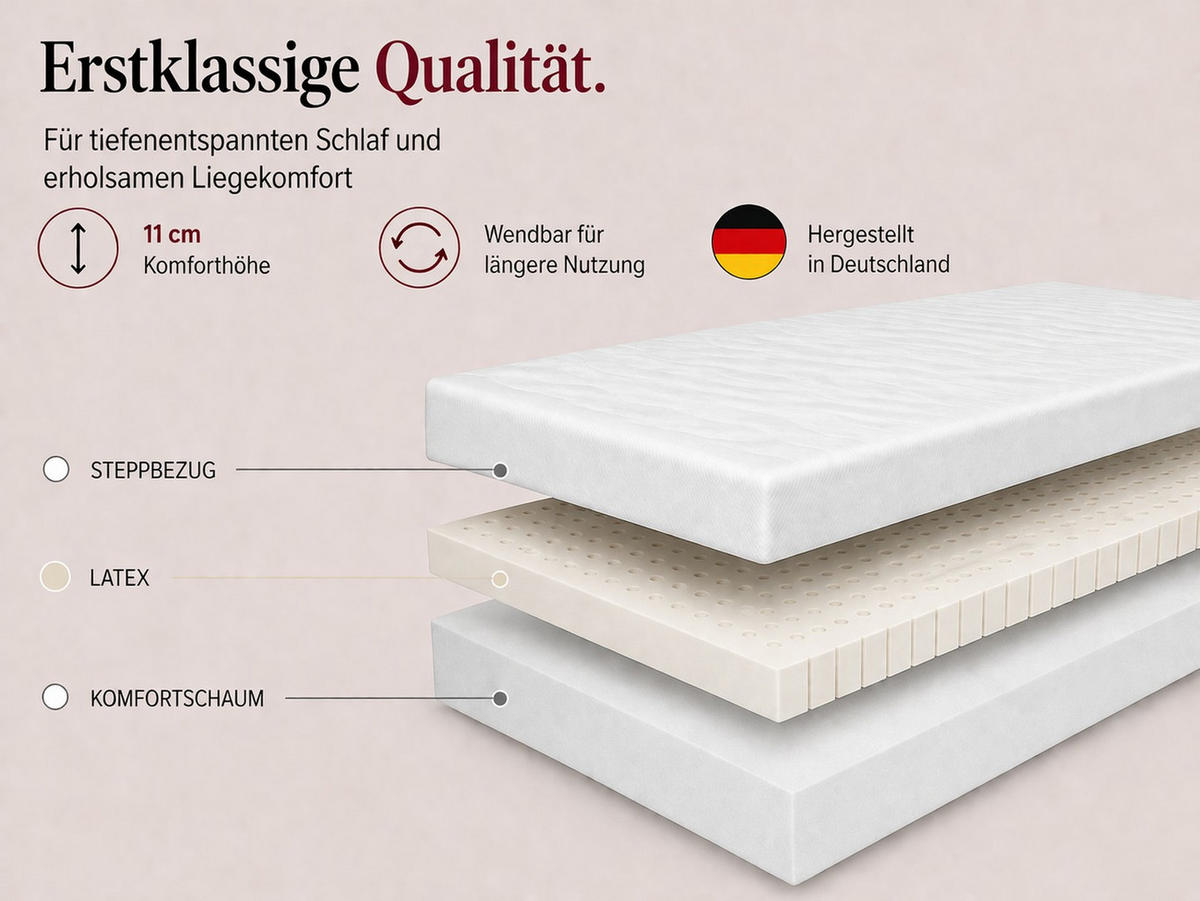 LATEXMATRATZE Memory 160x200 cm, Höhe 11 cm, Härtegrad H3, Aloe Vera - Weiß, Textil (160/200cm) - Marpur
