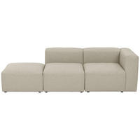 SOFA 2-Sitzer mit Hocker links Kattrina Flachgewebe creme - Creme, Kunststoff (100/73/250cm) - 58aufmkessel