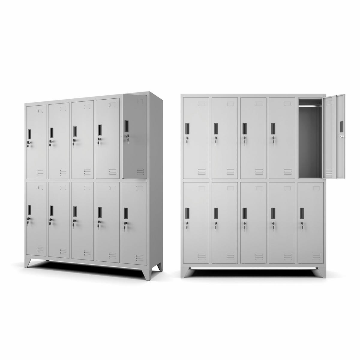 MEHRZWECKSCHRANK mit 10 Fächer Stahl Hellgrau 136x172x45cm - Hellgrau, Metall (136/172/45cm) - Muralo