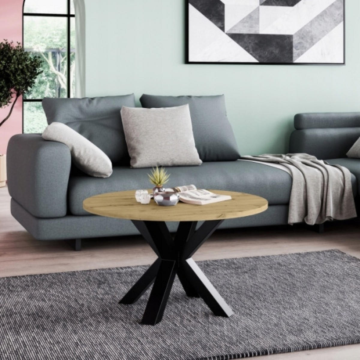 TISCH Schwarz NEO Rund 90 cm - Schwarz, Holzwerkstoff (90/90/45cm) - Sepro Meble