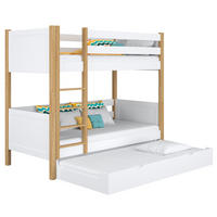 ETAGENBETT N02 mit Matratzenschublade Weiß / Eiche Natur 120/190 - Eiche Artisan/Weiß, Naturmaterialien/Holz (120/190cm) - N-Wood