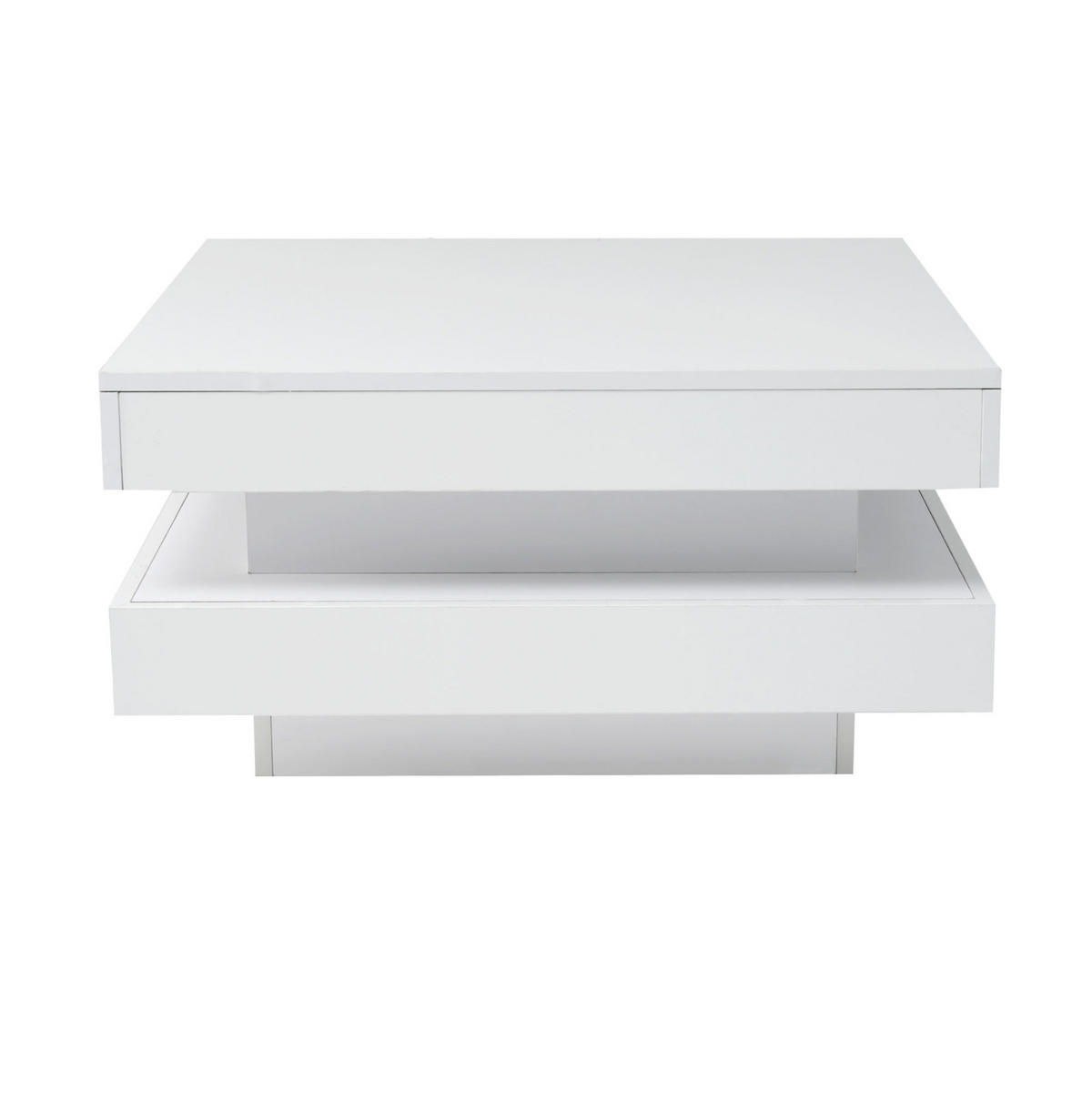COUCHTISCH 70/70 cm mit LED-Beleuchtung und Bluetooth-App, Hochglanz Weiß - Weiß, Holzwerkstoff (70/70/36cm) - BEAOK