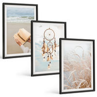 BILDER SET 3er Set - 40x60 cm Schwarzer Rahmen - Friedliche sommerliche Boho-Landschaften - Schwarz, Kunststoff (40/60cm) - TULUP
