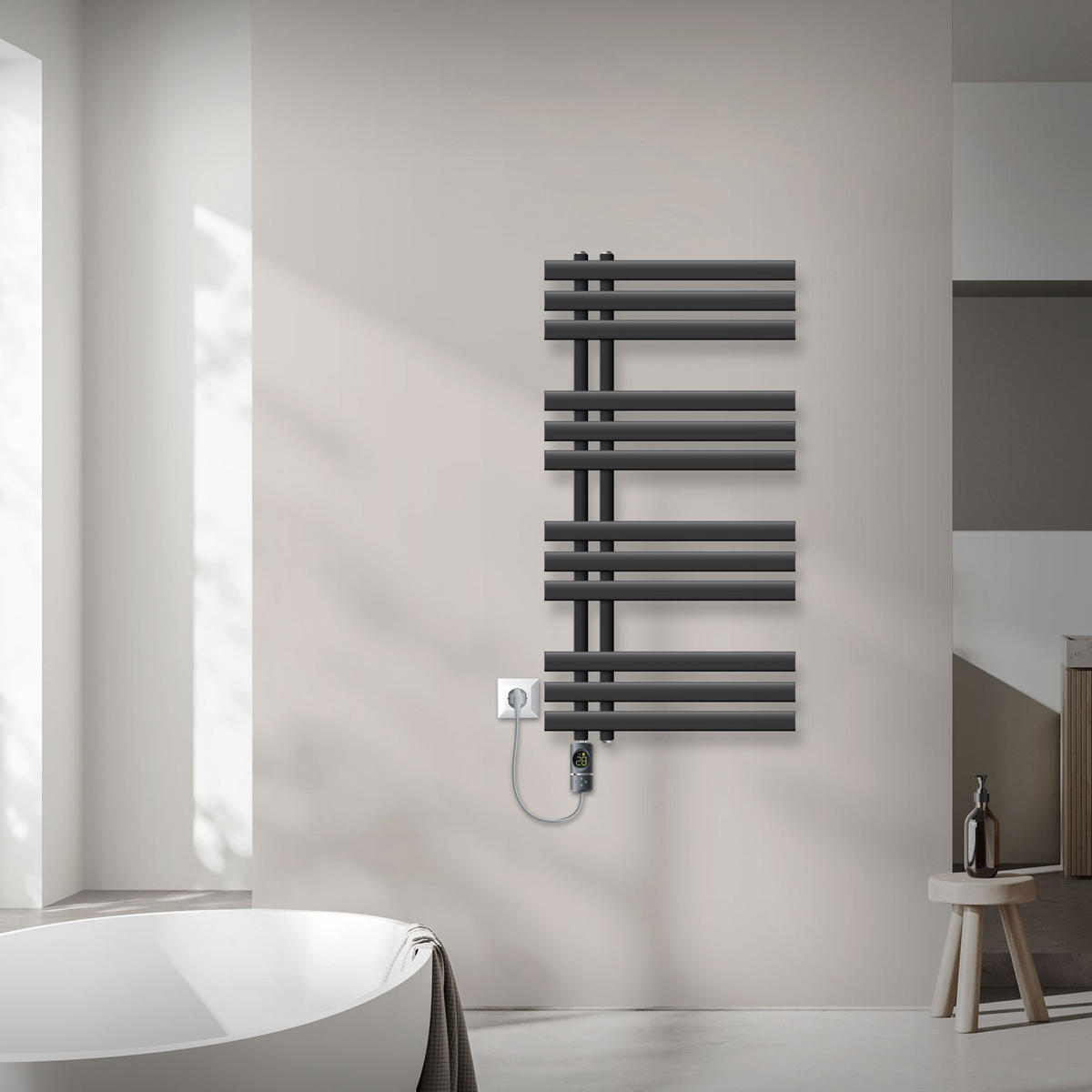 BADHEIZKÖRPER elektrisch Iron EM 500x1000 mm Anthrazit mit Heizstab 600W Digital - Anthrazit, Metall (50/100/3cm) - LuxeBath