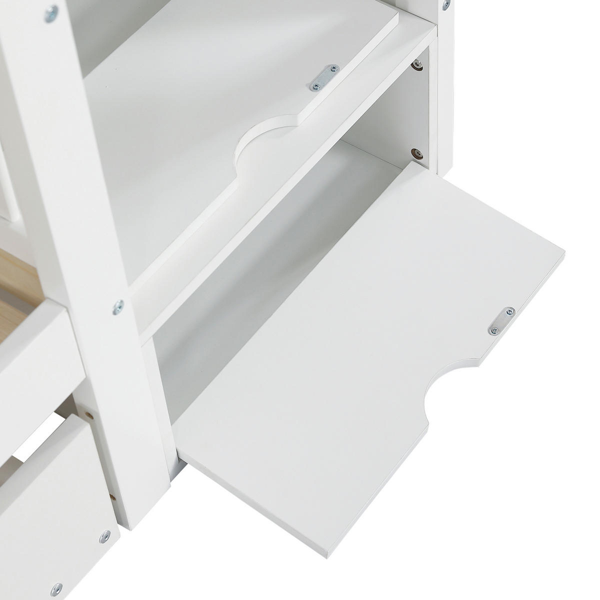 ETAGENBETT mit Rollbett Weiß - Weiß, Holz (90/200cm) - ComfortXL