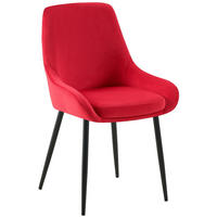 STUHL Samt Rot - Rot/Schwarz, Textil (50/86/53cm) - CLP