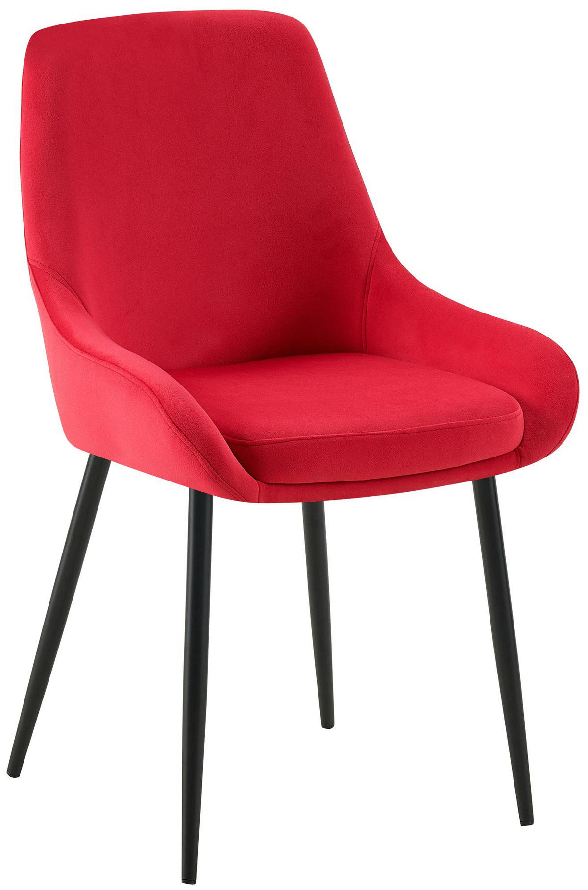 STUHL Samt Rot - Rot/Schwarz, Textil (50/86/53cm) - CLP