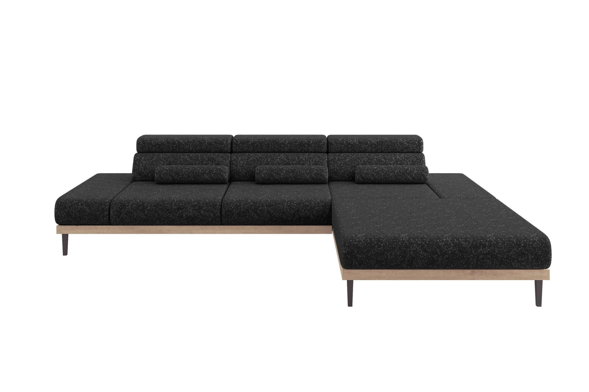 ELEKTRISCHES ECKSOFA Rechts MONA 316x205x85 Schwarz Velours - Schwarz, Holzwerkstoff/Textil (316/205cm) - ALTDECOR