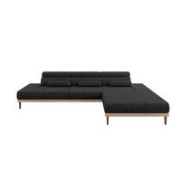 ELEKTRISCHES ECKSOFA Rechts MONA 316x205x85 Schwarz Velours - Schwarz, Holzwerkstoff/Textil (316/205cm) - ALTDECOR