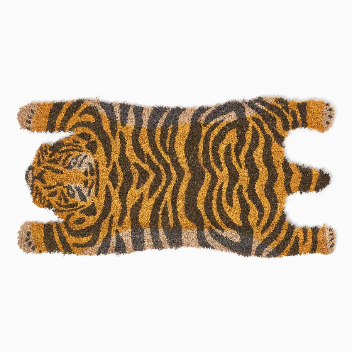 FUSSMATTE Tiger, Kokos 37/74 cm - Orange, Naturmaterialien (37/74cm) - Homescapes