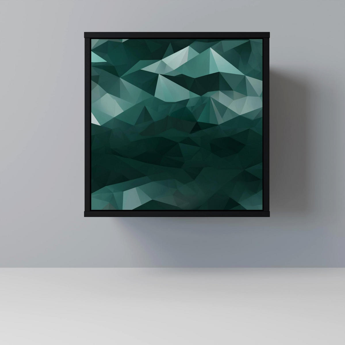 SIDEBOARD POLYGONAL FLOATING, Schwarz, 57,5x42x75,5 cm, Goldfarbene Metallfüße - Goldfarben/Multicolor, Holzwerkstoff/Metall (57.5/75.5/42cm) - SpaceRebels