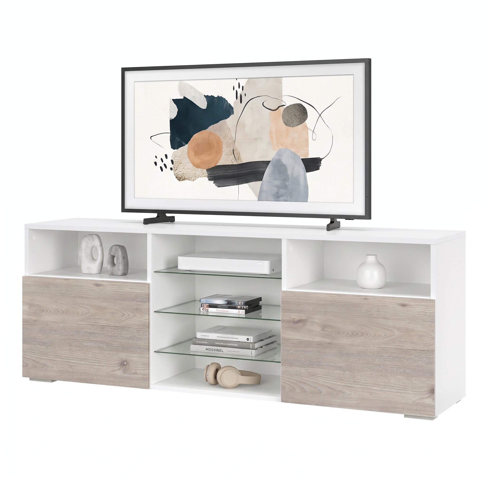 LOWBOARD Granada Front in Eiche Nordic - Silbereichenfarben, Holzwerkstoff (146/54/35cm) - Vladon