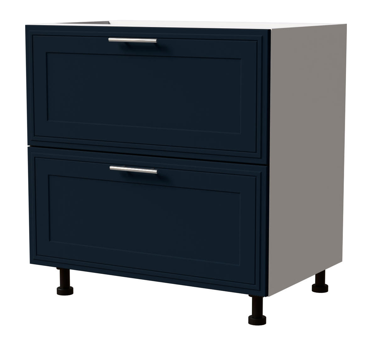SCHUBLADENUNTERSCHRANK Salo D2/80 Weiß / Indigo Matt 80 / 50 / 82cm - Blum Teilauszug - Weiß/Dunkelblau, Holz/Holzwerkstoff (80/82/50cm) - Feldmann-Wohnen