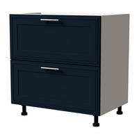 SCHUBLADENUNTERSCHRANK Salo D2/80 Weiß / Indigo Matt 80 / 50 / 82cm - Blum Teilauszug - Weiß/Dunkelblau, Holz/Holzwerkstoff (80/82/50cm) - Feldmann-Wohnen