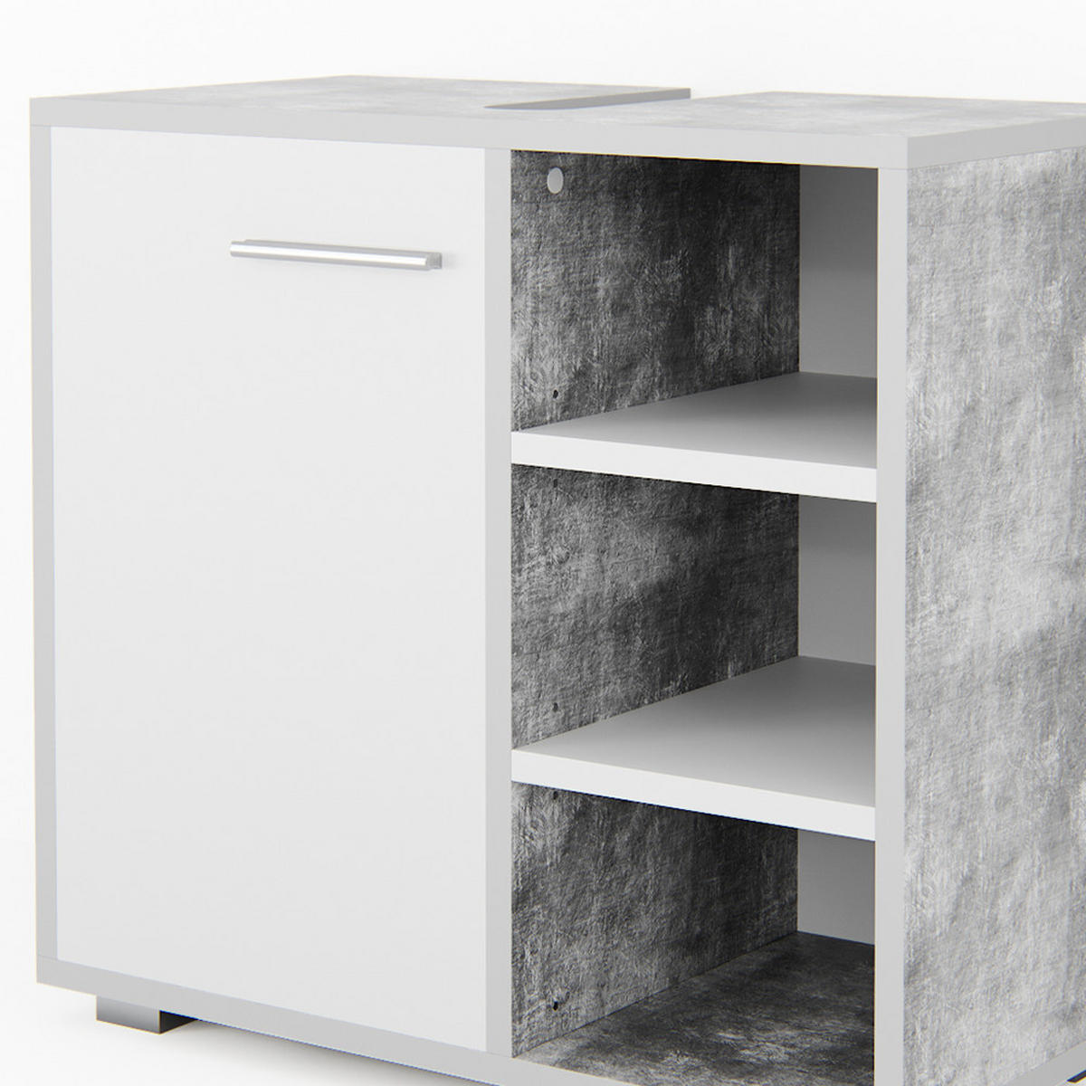 WASCHBECKENUNTERSCHRANK Perry Beton 60 x 55.6 cm - Weiß/Grau, Holzwerkstoff (60/55.6/31.1cm) - Vicco