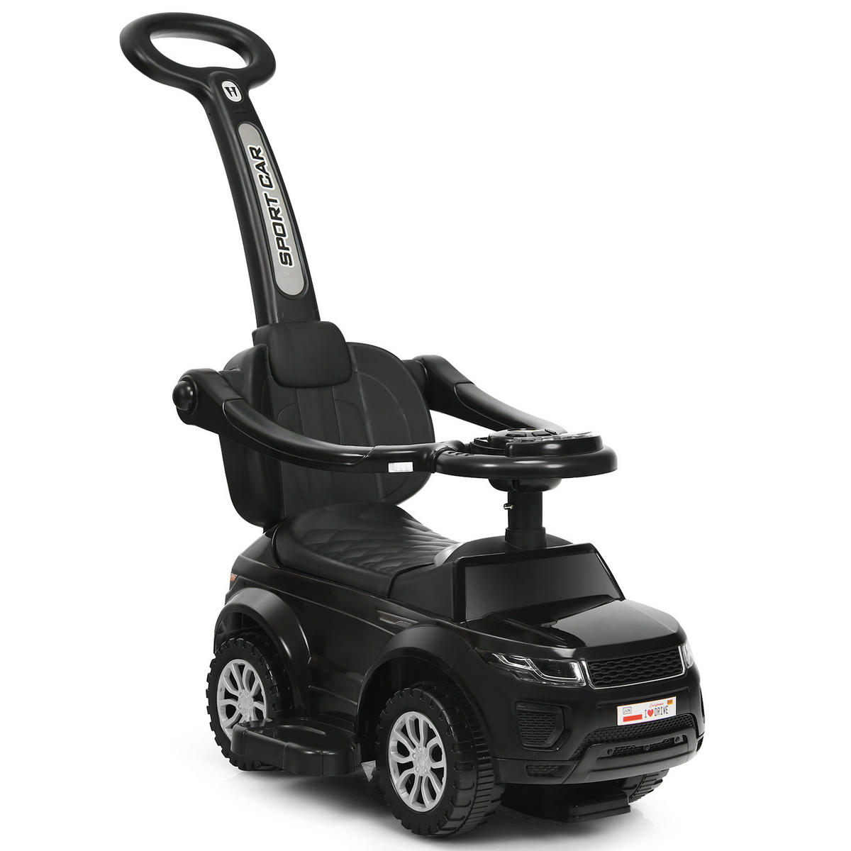 SCHIEBEWAGEN Schwarz - Schwarz, Kunststoff (43/84/89cm) - COSTWAY