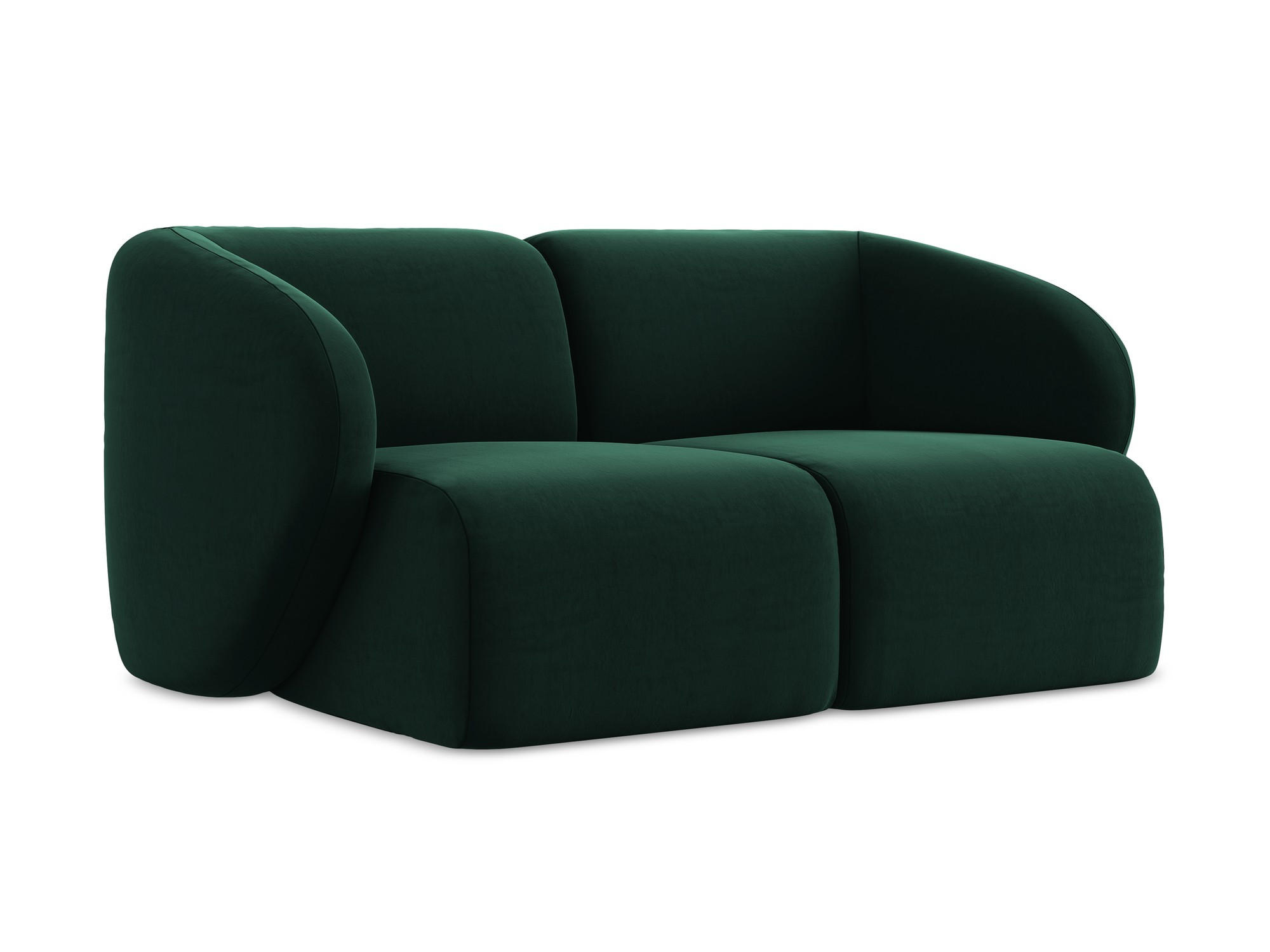 2-SITZER-SOFA Samt Stoff Grün - Dunkelgrün/Schwarz, Holzwerkstoff/Kunststoff (174/75/94cm) - Makamii