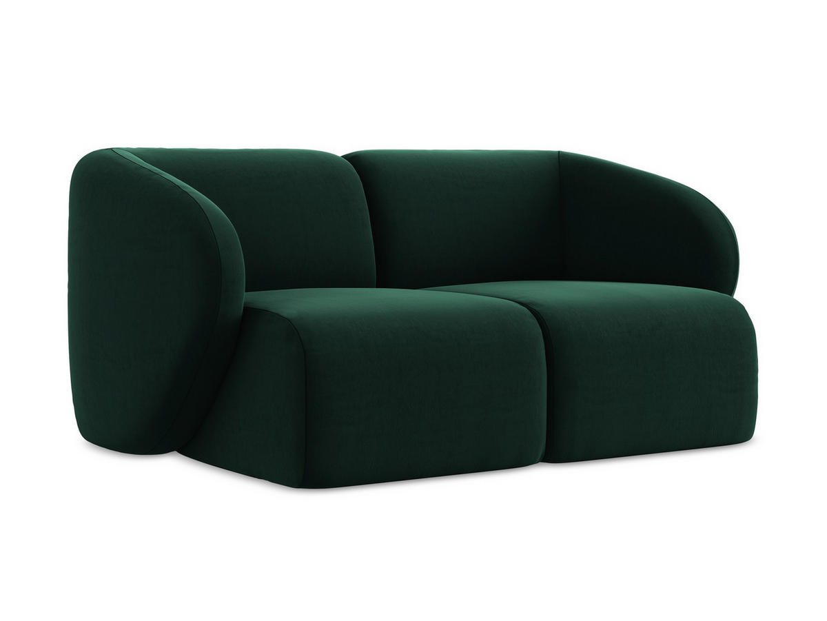 2-SITZER-SOFA Samt Stoff Grün - Dunkelgrün/Schwarz, Holzwerkstoff/Kunststoff (174/75/94cm) - Makamii