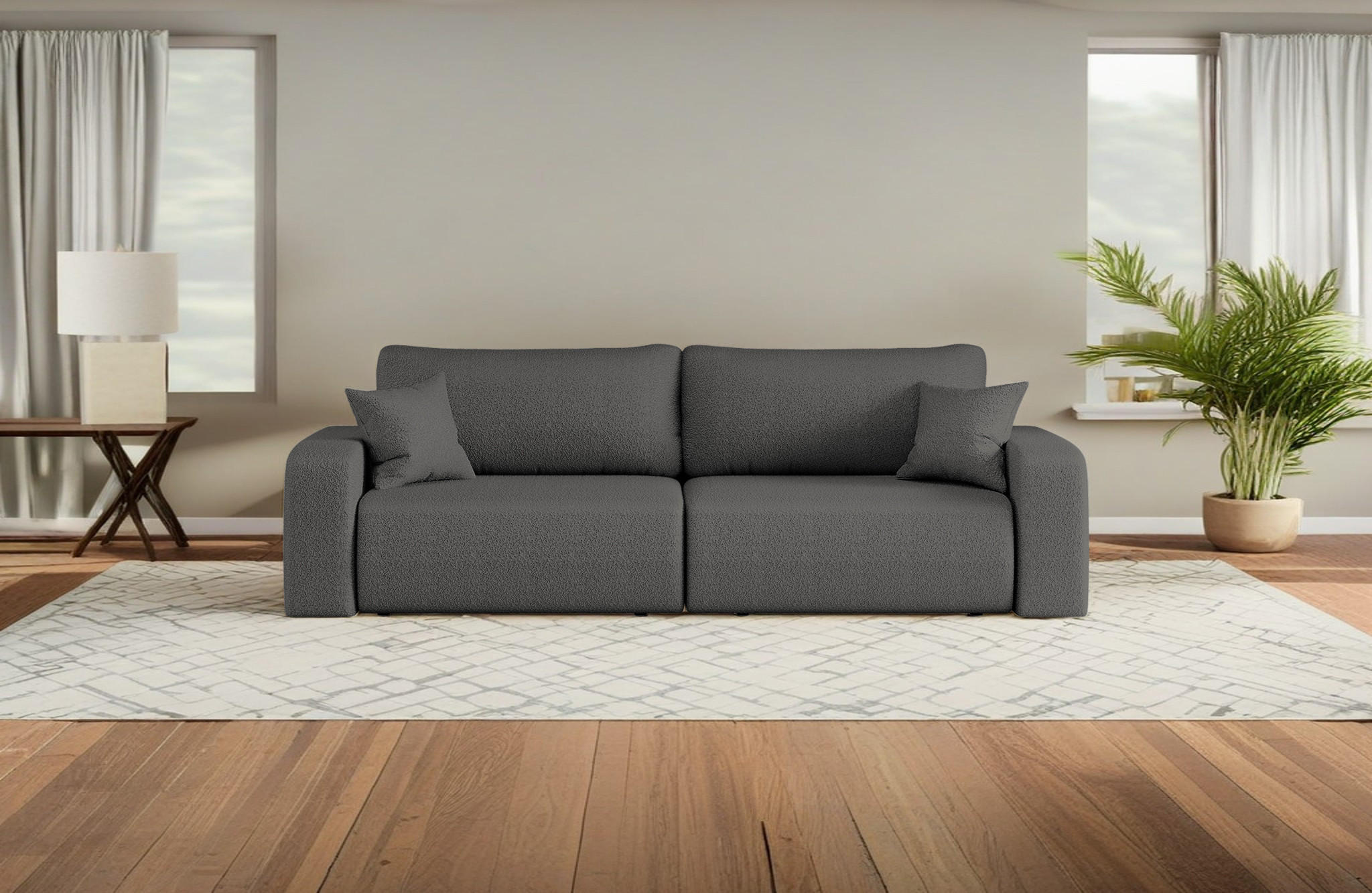 SCHLAFSOFA MILANO und Bettkasten Stoff Quelle Graphit - Graphitfarben, Holz (246/83/98cm) - Kaiser Möbel