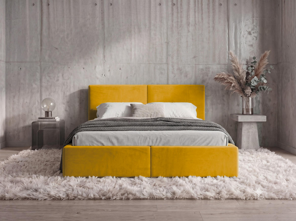POLSTERBETT 120X200 Currygelb mit Stauraum inkl. Hebemechanismus - Gelb, Textil (120/200cm) - Interbeds