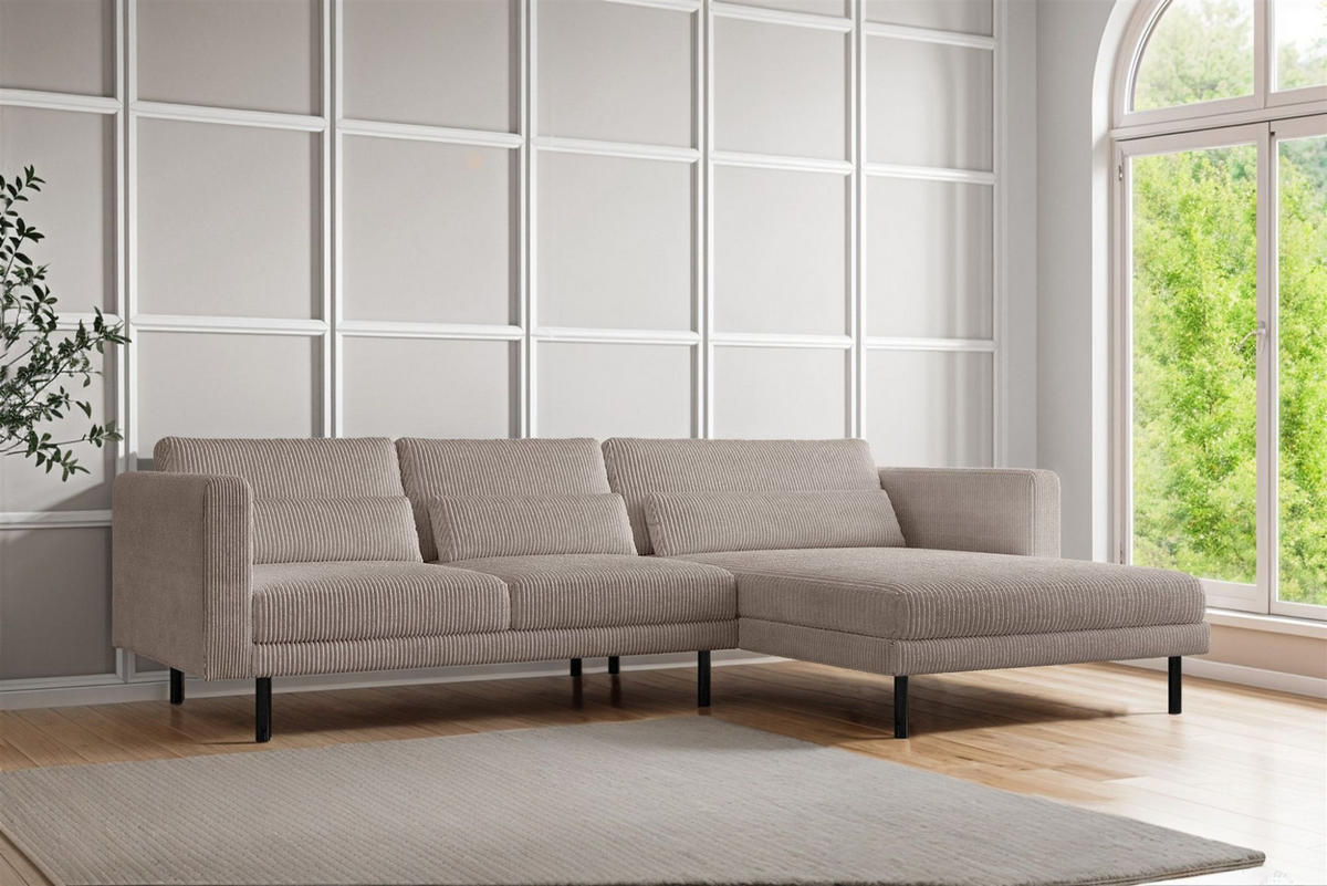 ECKSOFA Agada In Poso - Beige, Holzwerkstoff/Textil (281/174cm) - Fun Möbel