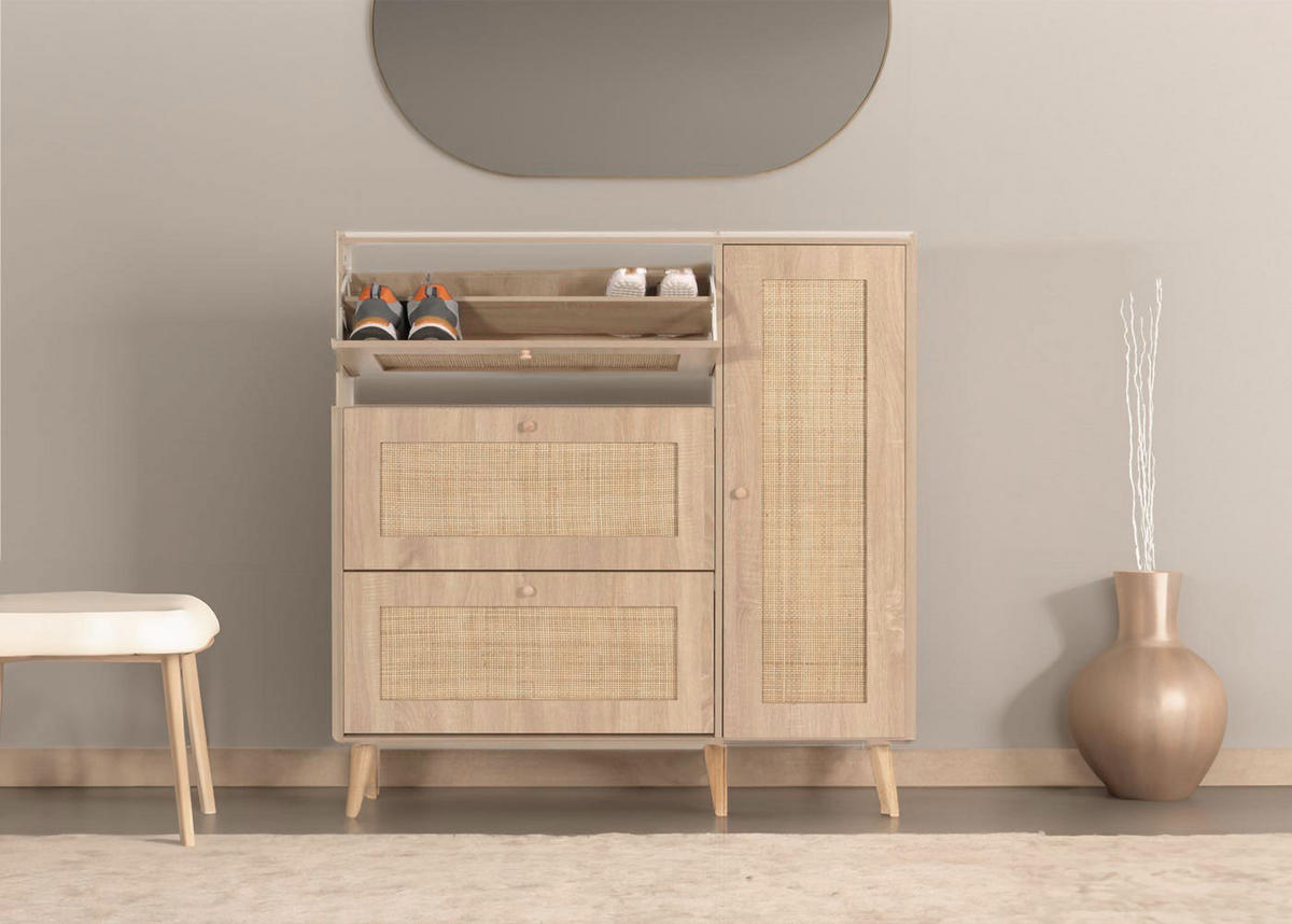 RATTAN-SCHUHKIPPER Braun - Braun, Holz (120/127/24cm) - MCW