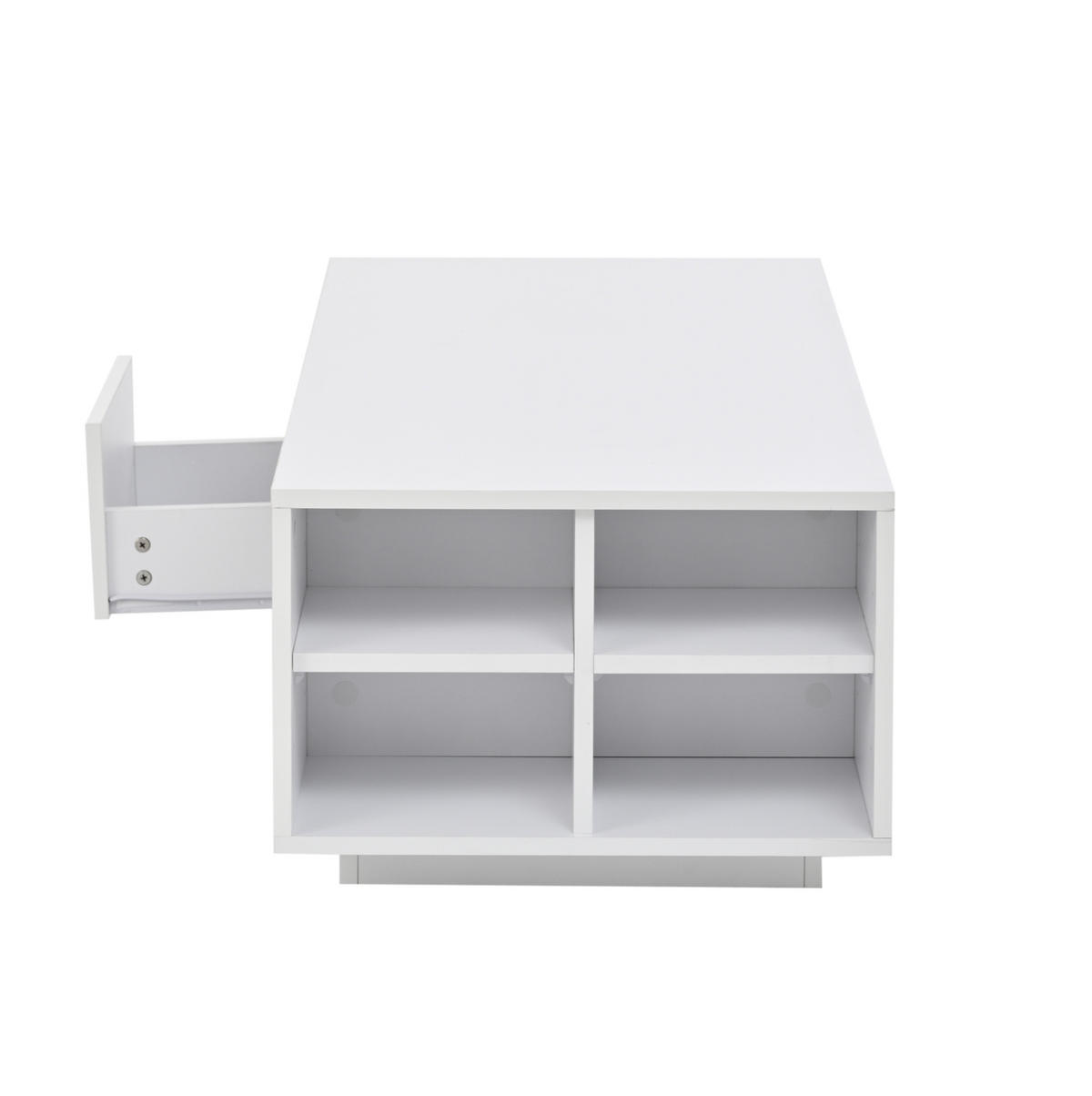 COUCHTISCH aus Spanplatte 100x50x36 cm Weiß mit LED-Beleuchtung, Schublade und seitlichen Ablagefächern - Weiß, Holzwerkstoff (100/50/36cm) - IVMEU