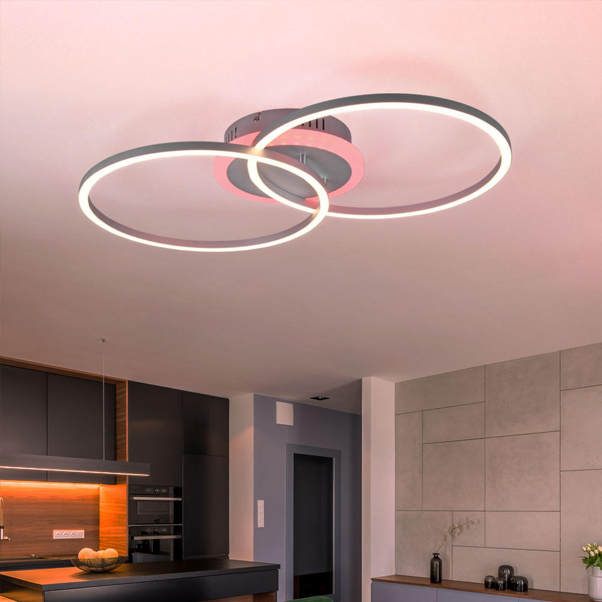 LED DECKENLEUCHTE Metall Silber - Silberfarben, Metall (60/35/8cm)