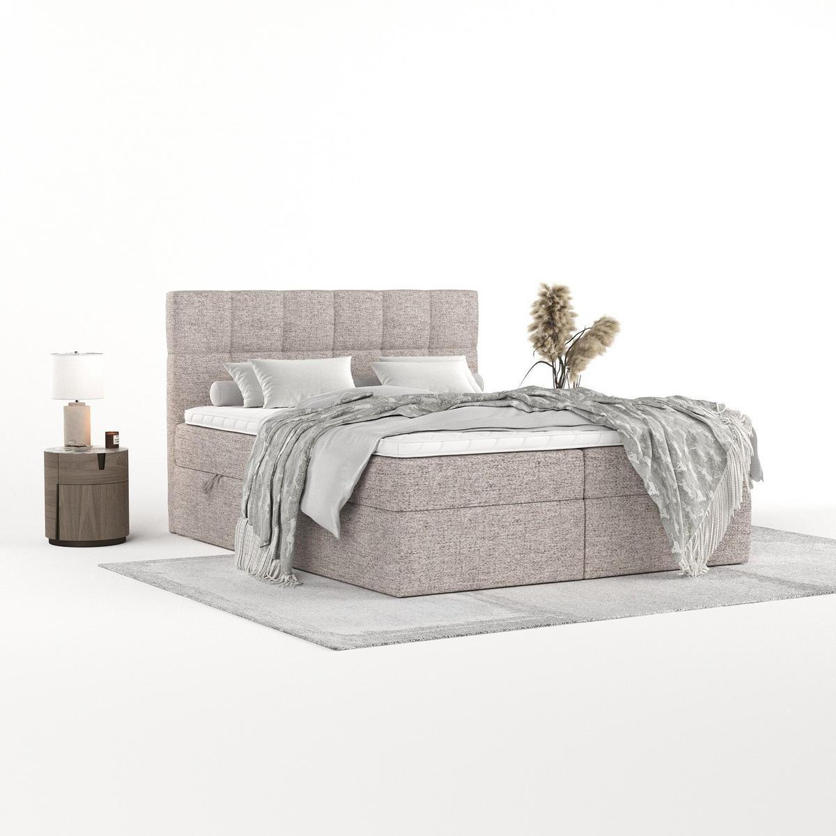 POSTEL BOXSPRING VARENO 200/200 Béžová - černá/béžová, kov/dřevo (200/200cm) - AltaBeds