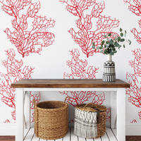 TAPETE Koralle aus echtem Papier, 200x280cm, 8 Bögen - Rot, Papier (200/280cm) - WALLPAPERS4BEGINNERS