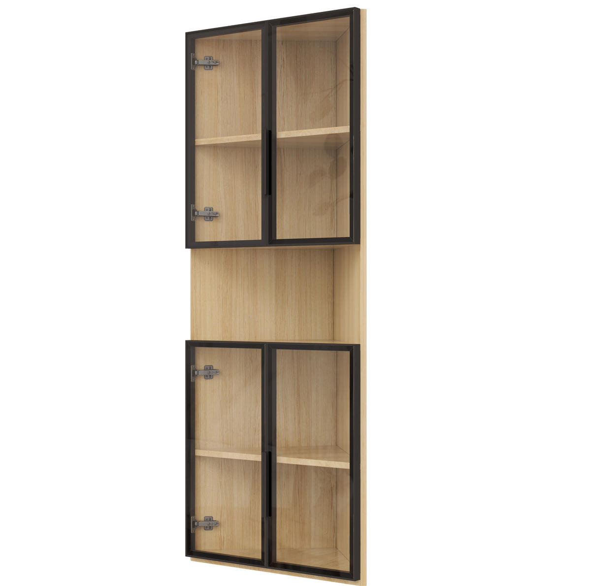ROHOVÁ vitrína, 62/32/160 cm, MDF v dekoru dubu, s LED osvětlením - barva dubu, kompozitní dřevo (62/160/32cm) - BEAOK