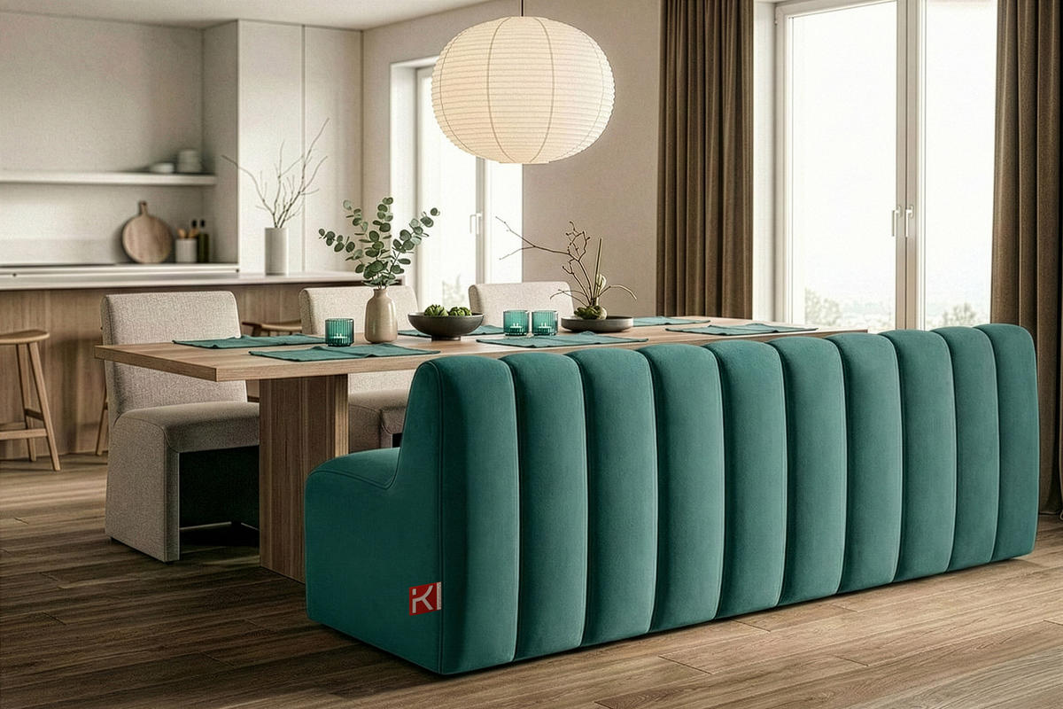 ESSZIMMERBANK CORDA, Meeresblau - Türkis, Holz/Holzwerkstoff (203/78/71cm) - KONSIMO®