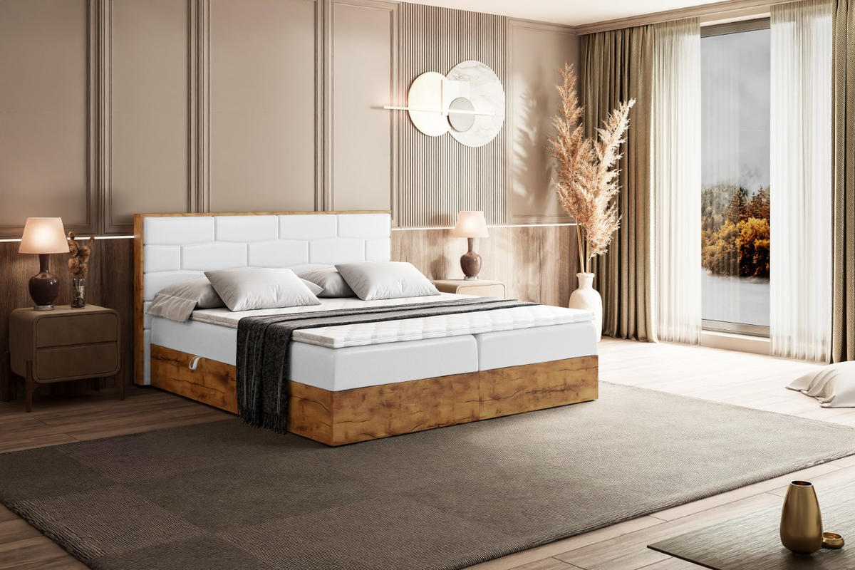 BOXBETT mit Matratze H4 und Lattenrost - LOLLI8 - 120x200 - Weiß Hochglanz - Weiß, Holzwerkstoff/Kunststoff (120/200cm) - ALTDECOR